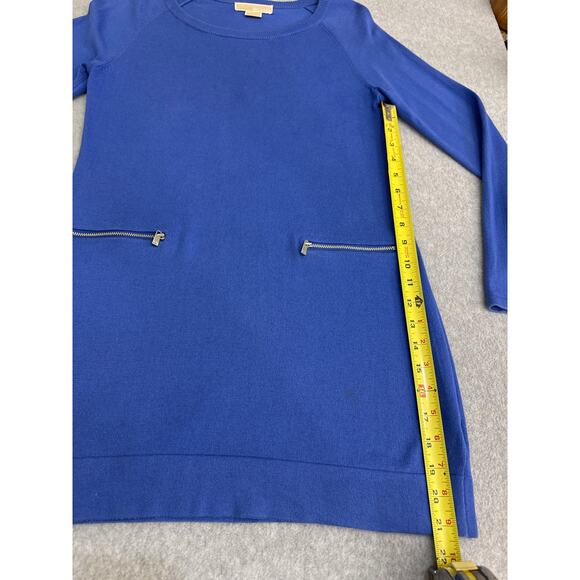 Michael Kors Blue Knit Sweater Dress with Zipper Pockets - Size Medium - Picture 7 of 11
